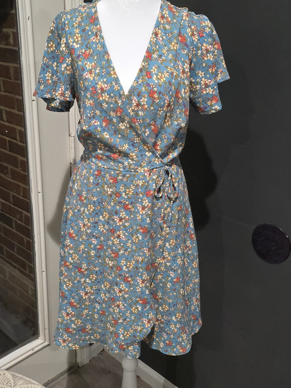 Monteau Blue Floral Wrap Dress